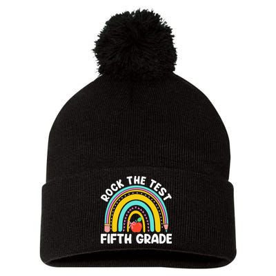 5th Grade Teacher Rock The Test Day Fifth Grade Testing Day Pom Pom 12in Knit Beanie