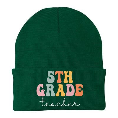 5th Grade Teacher Retro Groovy Vintage First Day Of School Knit Cap Winter Beanie