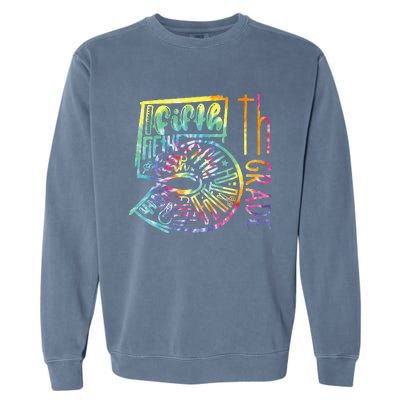 5th Grade Typography Team Fifth Grade Teacher Back To School Garment-Dyed Sweatshirt