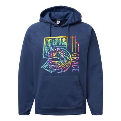 5th Grade Typography Team Fifth Grade Teacher Back To School Performance Fleece Hoodie