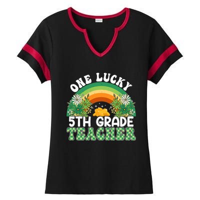 5th Grade Teacher Rainbow St Patricks Day One Lucky Teacher Gift Ladies Halftime Notch Neck Tee