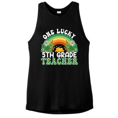 5th Grade Teacher Rainbow St Patricks Day One Lucky Teacher Gift Ladies PosiCharge Tri-Blend Wicking Tank