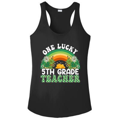 5th Grade Teacher Rainbow St Patricks Day One Lucky Teacher Gift Ladies PosiCharge Competitor Racerback Tank