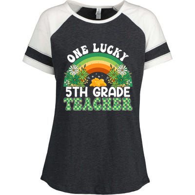 5th Grade Teacher Rainbow St Patricks Day One Lucky Teacher Gift Enza Ladies Jersey Colorblock Tee