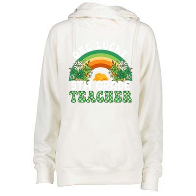 5th Grade Teacher Rainbow St Patricks Day One Lucky Teacher Gift Womens Funnel Neck Pullover Hood