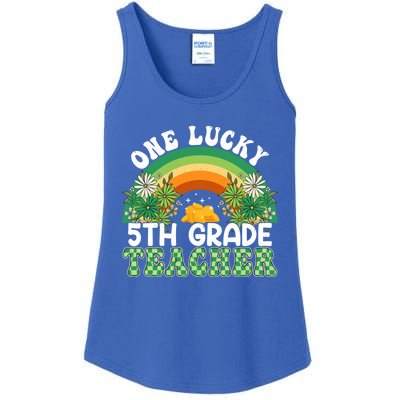 5th Grade Teacher Rainbow St Patricks Day One Lucky Teacher Gift Ladies Essential Tank