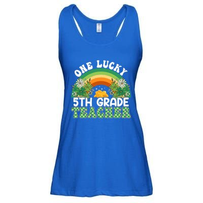 5th Grade Teacher Rainbow St Patricks Day One Lucky Teacher Gift Ladies Essential Flowy Tank