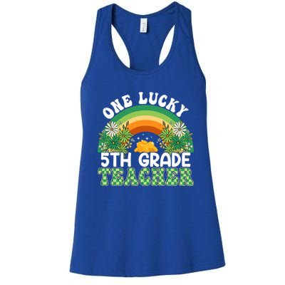 5th Grade Teacher Rainbow St Patricks Day One Lucky Teacher Gift Women's Racerback Tank