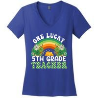 5th Grade Teacher Rainbow St Patricks Day One Lucky Teacher Gift Women's V-Neck T-Shirt