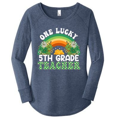 5th Grade Teacher Rainbow St Patricks Day One Lucky Teacher Gift Women's Perfect Tri Tunic Long Sleeve Shirt