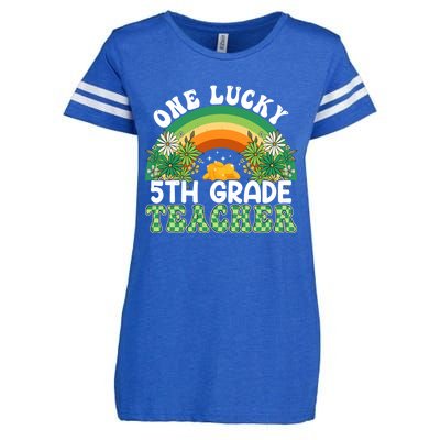 5th Grade Teacher Rainbow St Patricks Day One Lucky Teacher Gift Enza Ladies Jersey Football T-Shirt