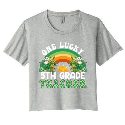 5th Grade Teacher Rainbow St Patricks Day One Lucky Teacher Gift Women's Crop Top Tee