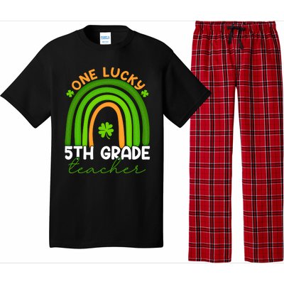 5th Grade Teacher Rainbow St Patricks Day One Lucky Teacher Gift Pajama Set