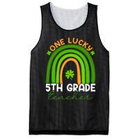 5th Grade Teacher Rainbow St Patricks Day One Lucky Teacher Gift Mesh Reversible Basketball Jersey Tank