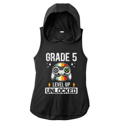 5th Grade Unlocked Level Up Gamer Back To School Ladies PosiCharge Tri-Blend Wicking Draft Hoodie Tank