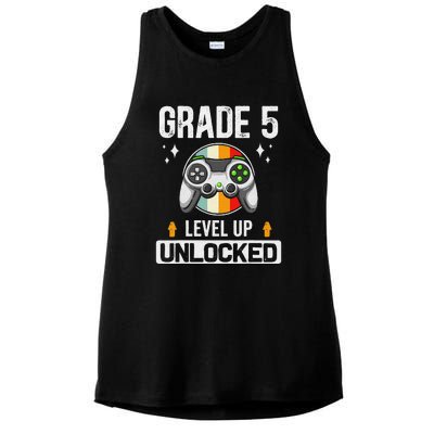 5th Grade Unlocked Level Up Gamer Back To School Ladies PosiCharge Tri-Blend Wicking Tank