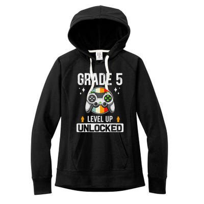 5th Grade Unlocked Level Up Gamer Back To School Women's Fleece Hoodie