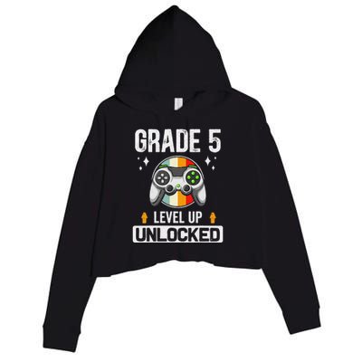 5th Grade Unlocked Level Up Gamer Back To School Crop Fleece Hoodie