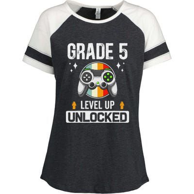 5th Grade Unlocked Level Up Gamer Back To School Enza Ladies Jersey Colorblock Tee