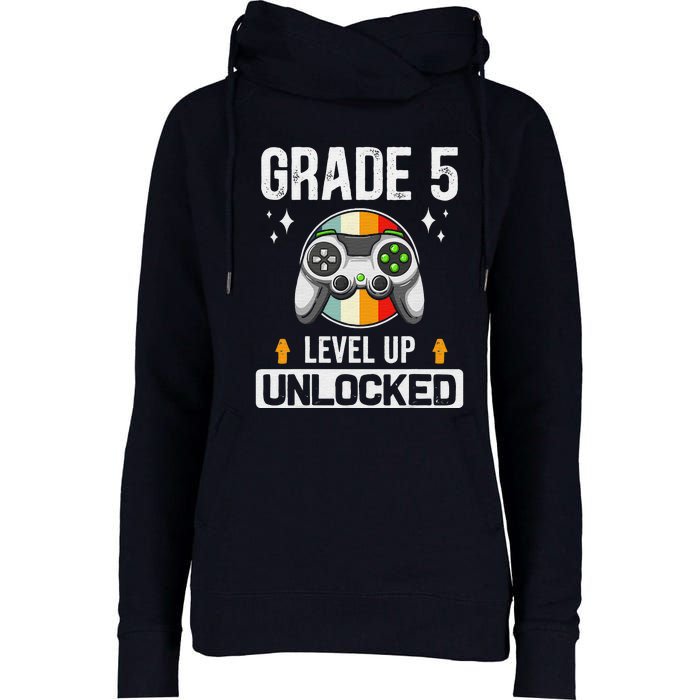 5th Grade Unlocked Level Up Gamer Back To School Womens Funnel Neck Pullover Hood