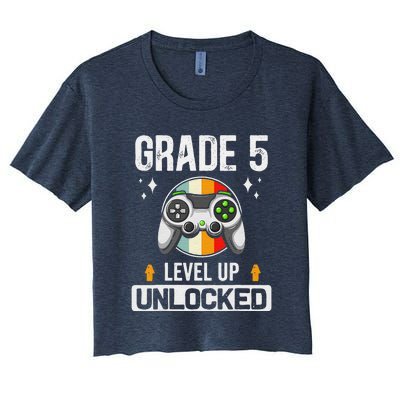 5th Grade Unlocked Level Up Gamer Back To School Women's Crop Top Tee