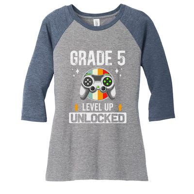 5th Grade Unlocked Level Up Gamer Back To School Women's Tri-Blend 3/4-Sleeve Raglan Shirt