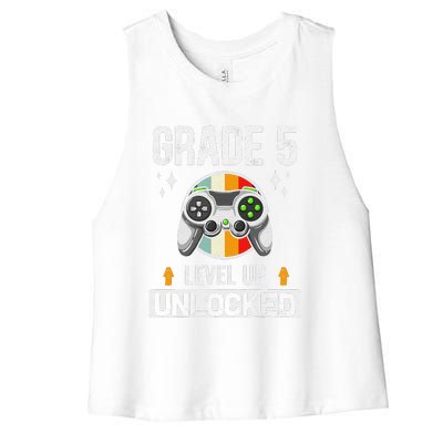 5th Grade Unlocked Level Up Gamer Back To School Women's Racerback Cropped Tank