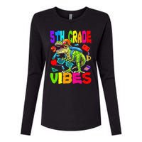 5th Grade Vibes Dinosaur Back To School Womens Cotton Relaxed Long Sleeve T-Shirt