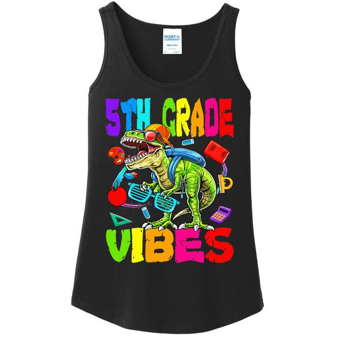 5th Grade Vibes Dinosaur Back To School Ladies Essential Tank