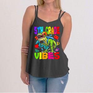 5th Grade Vibes Dinosaur Back To School Women's Strappy Tank