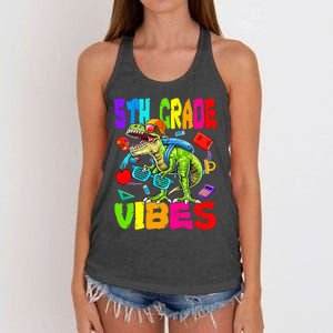 5th Grade Vibes Dinosaur Back To School Women's Knotted Racerback Tank