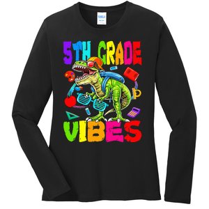 5th Grade Vibes Dinosaur Back To School Ladies Long Sleeve Shirt