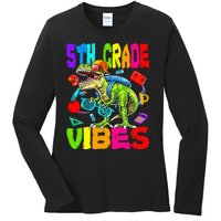 5th Grade Vibes Dinosaur Back To School Ladies Long Sleeve Shirt