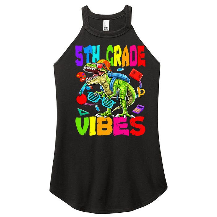 5th Grade Vibes Dinosaur Back To School Women's Perfect Tri Rocker Tank