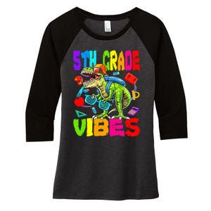 5th Grade Vibes Dinosaur Back To School Women's Tri-Blend 3/4-Sleeve Raglan Shirt