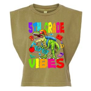 5th Grade Vibes Dinosaur Back To School Garment-Dyed Women's Muscle Tee