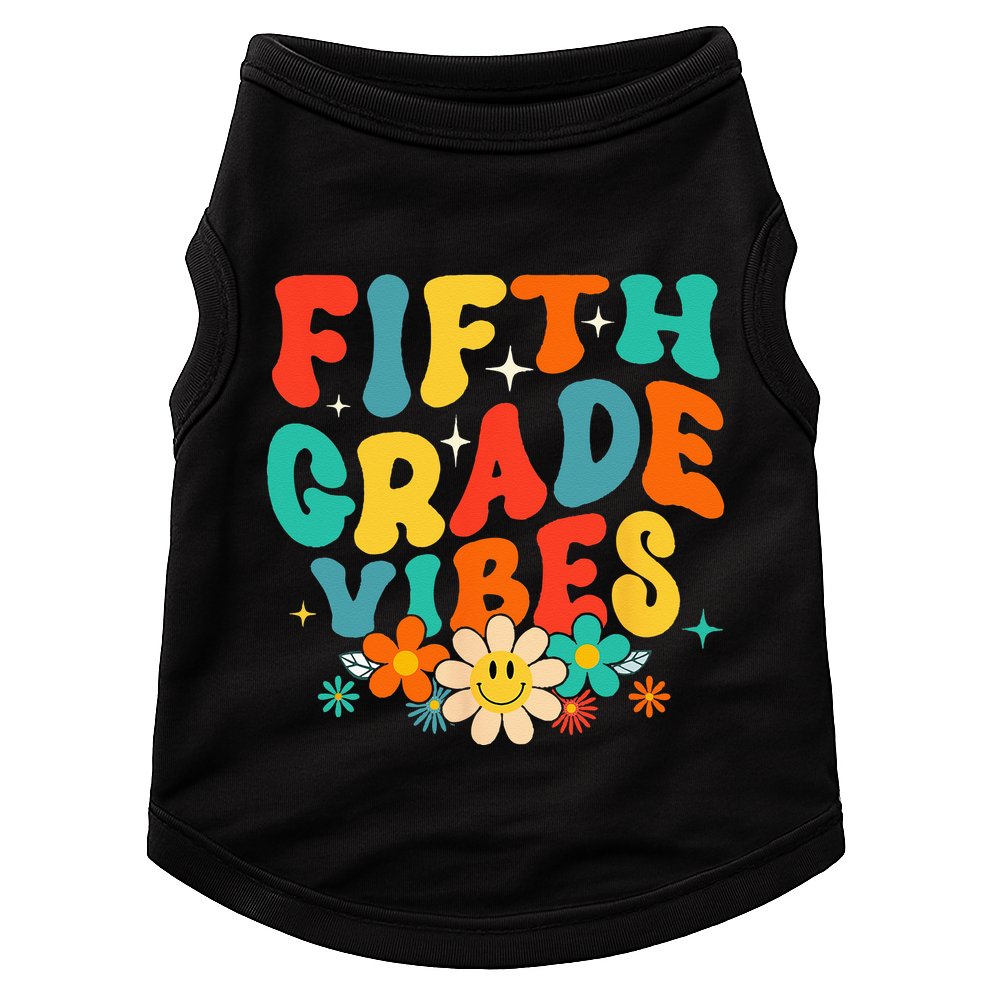 5th Grade Vibes Back To School Retro Fifth Grade Teachers Doggie Tank