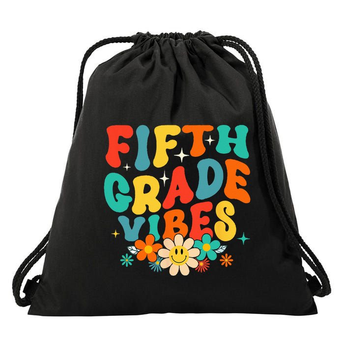 5th Grade Vibes Back To School Retro Fifth Grade Teachers Drawstring Bag