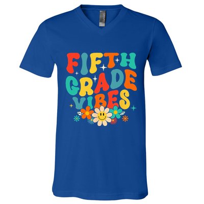 5th Grade Vibes Back To School Retro Fifth Grade Teachers V-Neck T-Shirt