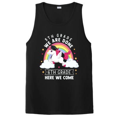 5Th Grade We Are Done 6Th Grade Here We Come Unicorn Rainbow Funny Gift PosiCharge Competitor Tank