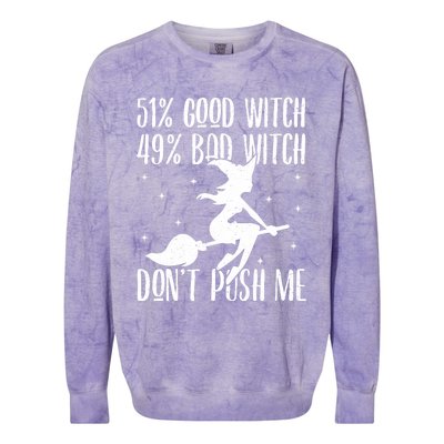 51 Good Witch 49 Bad Witch Halloween Costume Gift Colorblast Crewneck Sweatshirt