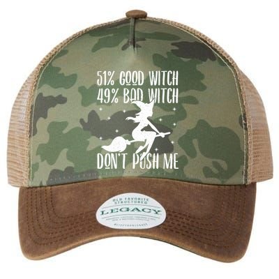 51 Good Witch 49 Bad Witch Halloween Costume Gift Legacy Tie Dye Trucker Hat