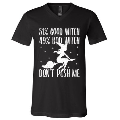 51 Good Witch 49 Bad Witch Halloween Costume Gift V-Neck T-Shirt