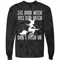 51 Good Witch 49 Bad Witch Halloween Costume Gift Tie-Dye Long Sleeve Shirt