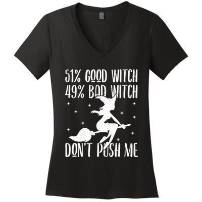 51 Good Witch 49 Bad Witch Halloween Costume Gift Women's V-Neck T-Shirt