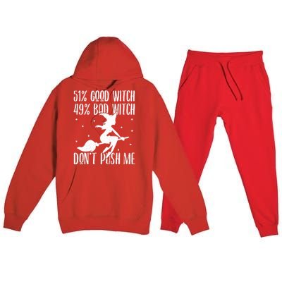 51 Good Witch 49 Bad Witch Halloween Costume Gift Premium Hooded Sweatsuit Set