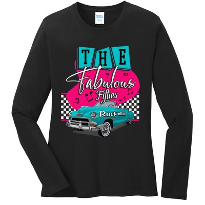 50s Hip Hop Retro 1950s Party Vintage Dance Car Fabulous Ladies Long Sleeve Shirt