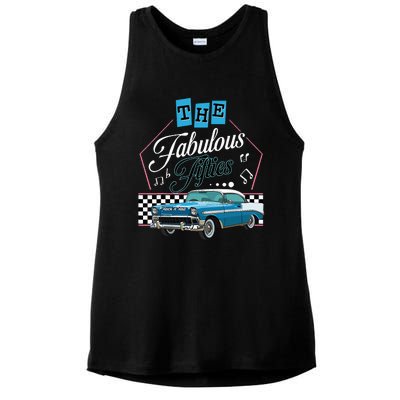 50s Hip Hop Retro 1950s Party Pink Vintage Dance Car Ladies PosiCharge Tri-Blend Wicking Tank