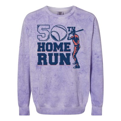 50th Home Run Baseball Birthday Gift Colorblast Crewneck Sweatshirt