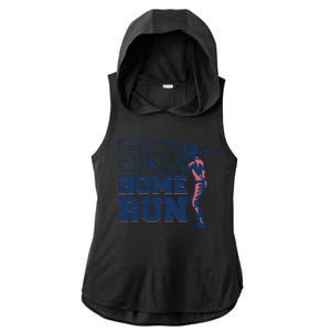 50th Home Run Baseball Birthday Gift Ladies PosiCharge Tri-Blend Wicking Draft Hoodie Tank